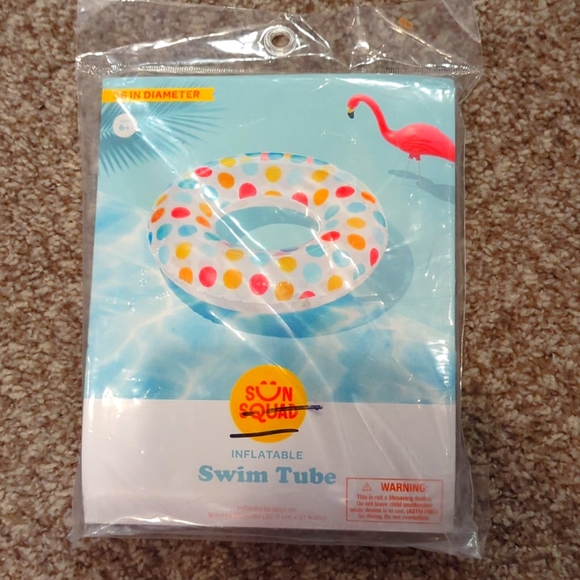 Sun Squad Polka Dots Inflatable Swim Tube 36" inches Diameter - Picture 1 of 4